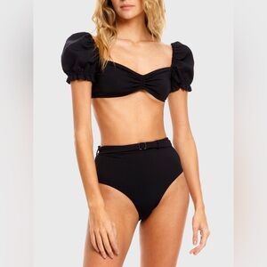 Luxury Puff Sleeve Bikini Set - Black M
